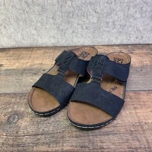 Soft‎ Comfort Womens Black Slide Boho Sandals Memory Foam Adjustable Sz 7.5 NWOB
